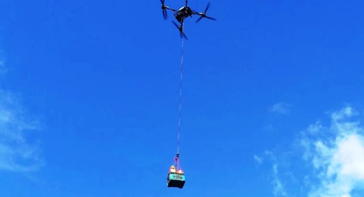 बाढी प्रभावित बस्तीमा ड्रोनमार्फत खाद्यान्न ढुवानी सुरु